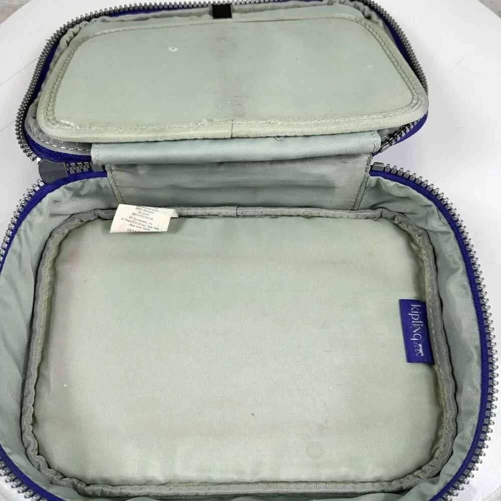 Kipling 101 Pens Case Make up Case Clutch Polyamide Purple with Charm